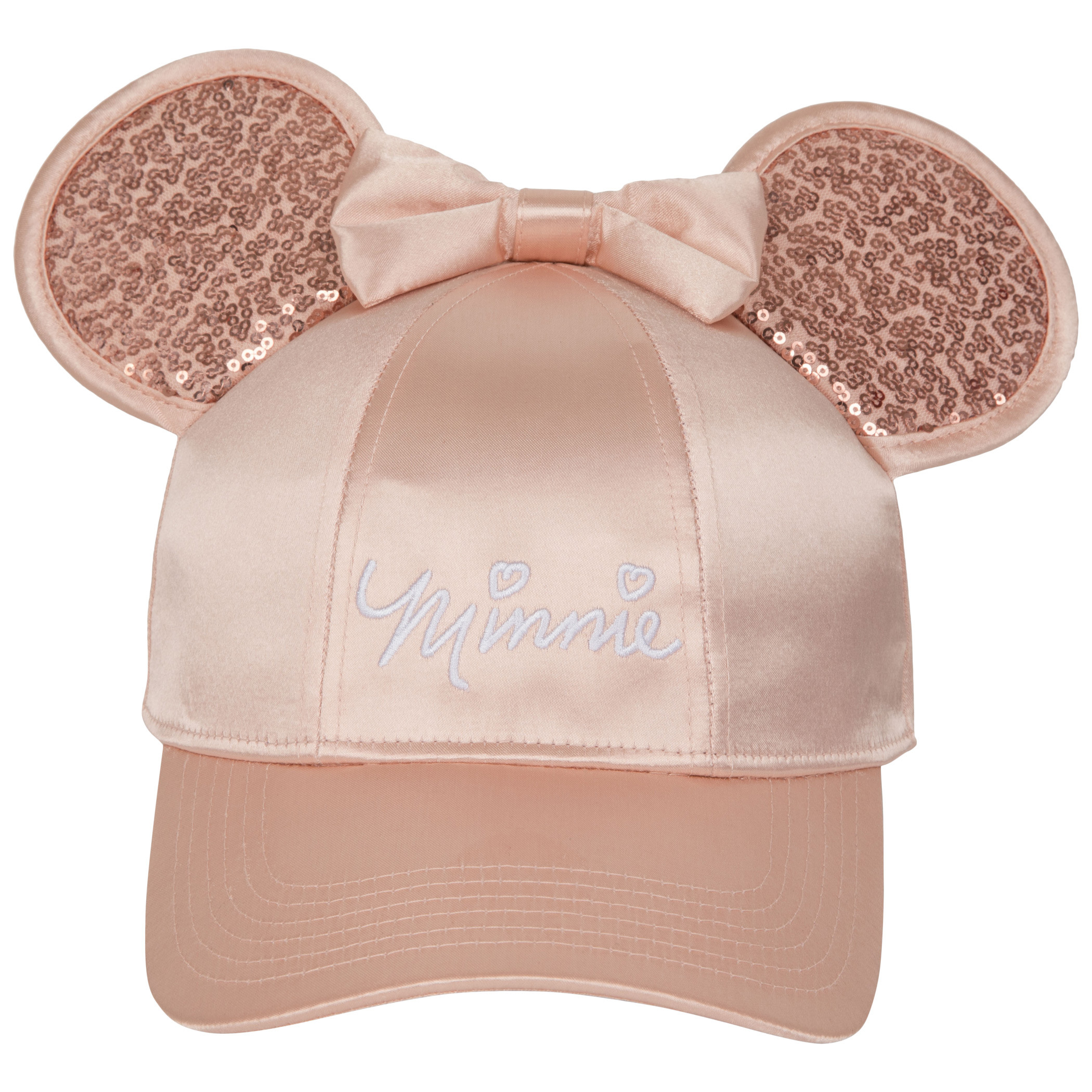 Disney Minnie Mouse Signature Glitter Rose Gold Cap with 3D Ears and Bow